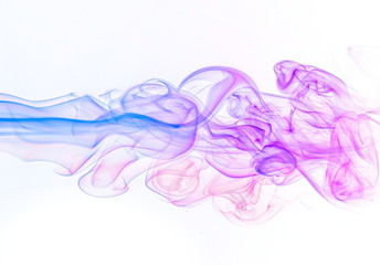 Colored smoke on white background