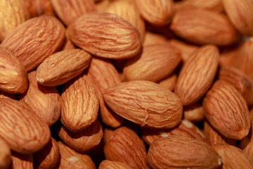 Pile of almonds close-up