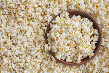 Tasty salted popcorn in bowl