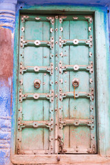 Streets in the Jodhpur. Blue city. Abstract. Rajasthan, India. Blue houses, background. Bright blue streets and walls. Popular tourist city in India. Indian style.