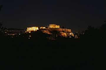 Fototapeta na wymiar Athens Greece, Acropolis scenic night view