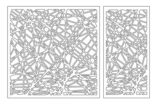 Set decorative panel laser cutting. wooden panel. Elegant modern geometric abstract pattern. Ratio 1:2, 1:1. Vector illustration.