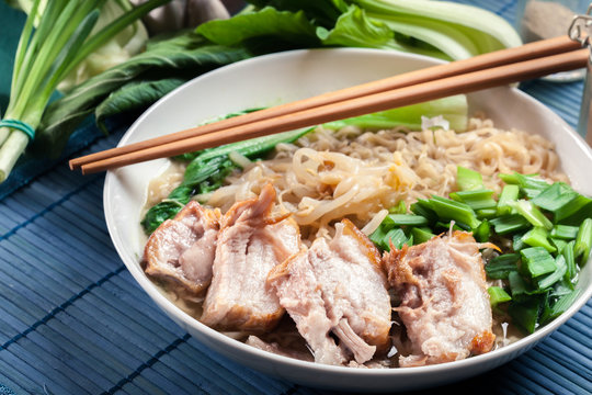 Ramen. Japanese noodle soup with pork