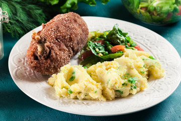 Chicken Kiev, breaded chicken breast