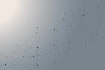 Geometric graphic background molecule and communication. Big data complex with compounds. Perspective backdrop. Minimal array Big data. Digital data visualization. Scientific vector illustration.