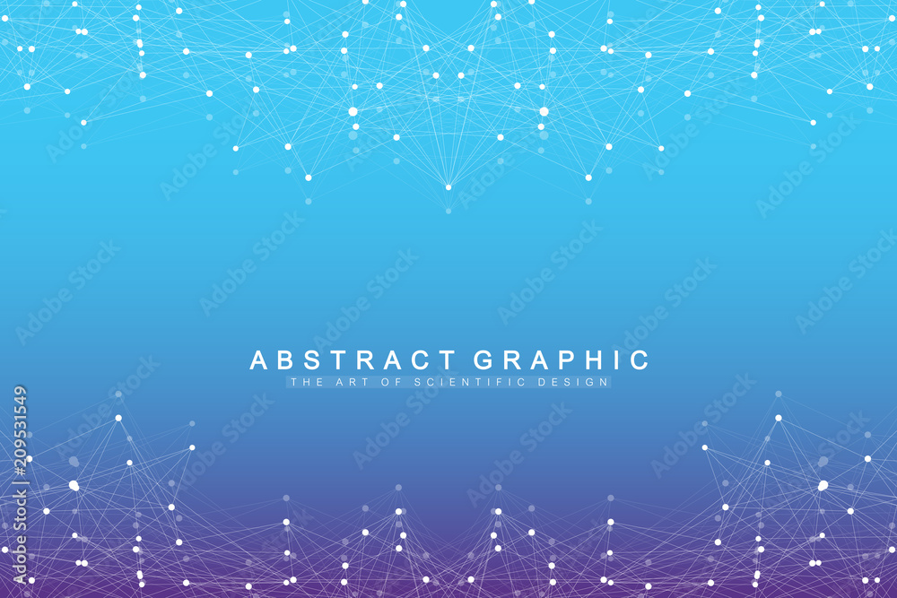 Poster Big data visualization. Graphic abstract background communication. Perspective backdrop visualization. Analytical network visualization. Vector illustration.