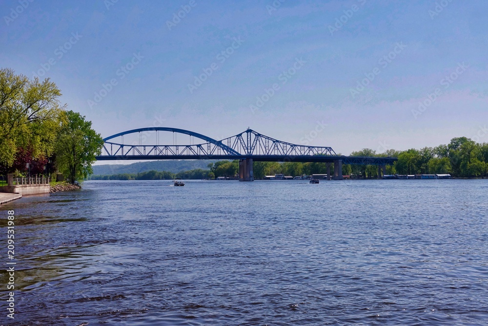 Wall mural bridge over the mississippi river at la crosse wi.