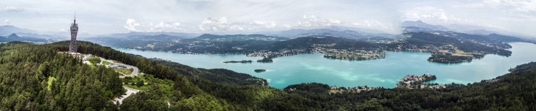 Drone view on the lake W&ouml;rthersee
