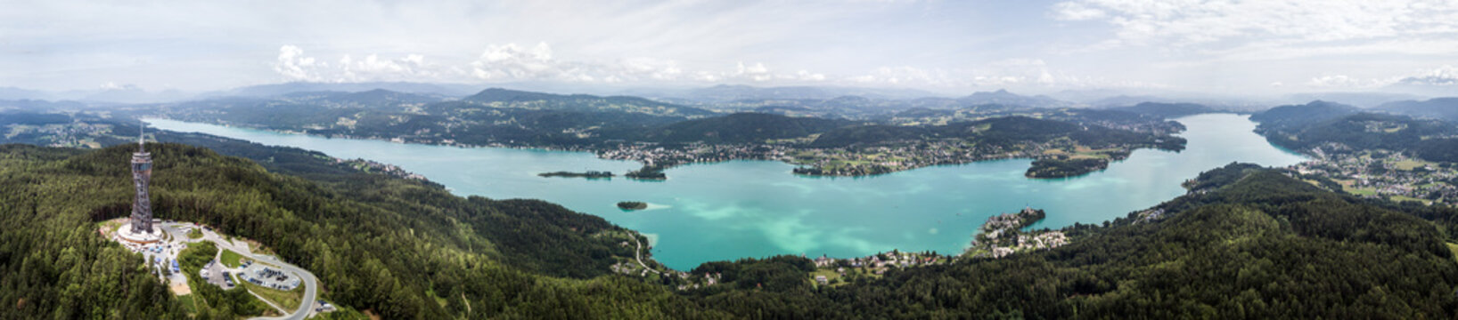 Drone view on the lake W&ouml;rthersee
