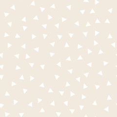 Light geometric background with triangles. Seamless pattern Two colors beige and white. Vector illustration