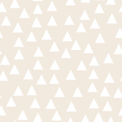 Light geometric background with triangles. Seamless pattern Two colors beige and white. Vector illustration