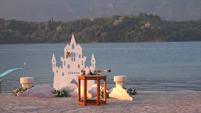 Decoration of the Wedding Sand Ceremony.  Kotor bay, Montenegro.