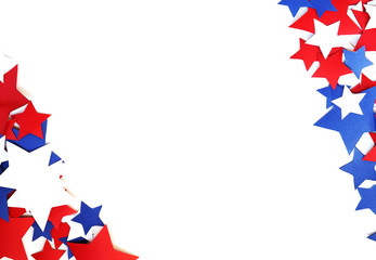 the us independence day, July 4, memorial day, patriotism and veterans, the holiday of the country , flags and swezy paper white-blue-red color , isolate