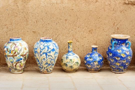 Iranian clay vases in Yazd. Iran