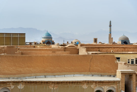 View of Old City from roof in Yazd, Iran