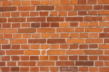 Wall of red brick. Texture / background.