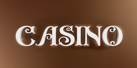 Vector casino word sign in 3d style on golden background