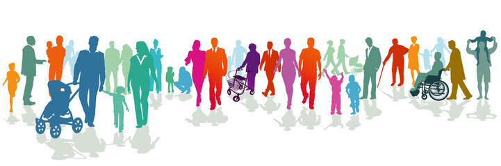 Paare und Familien auf der Straße, illustration