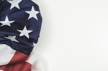 American Flag on white background for Memorial Day or 4th of July background