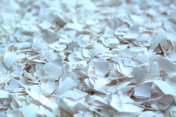 Broken egg shell of white color. Close-up. Background. Texture.