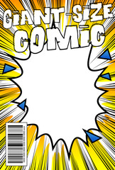 Editable comic book cover with abstract background.
