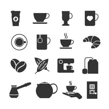 Vector image set of coffee and tea icons.