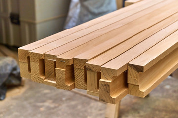 Wooden glued beams. Details wood production