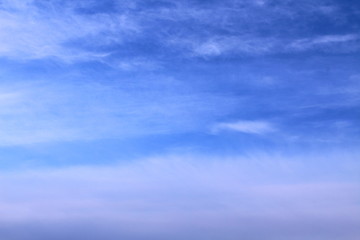 Naklejka na ściany i meble Beautiful blue sky with clouds. January, 2018. Background.