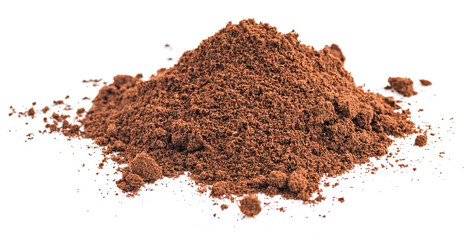 Pile of ground coffee isolated