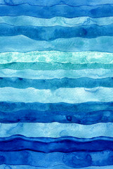 Seamless Pattern of Watercolor Blue Waves