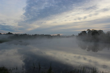 Fototapeta premium Foggy Dawn on the Berezina River