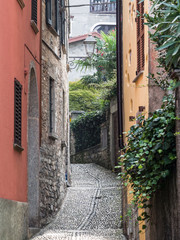 Fototapeta na wymiar narrow lanes of a Lombard village overlooking Como lake, Italy