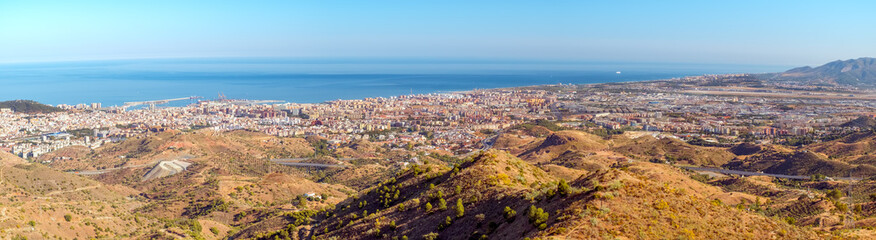 Fototapeta na wymiar Panoramic view of the Malaga city and Mediterranean sea