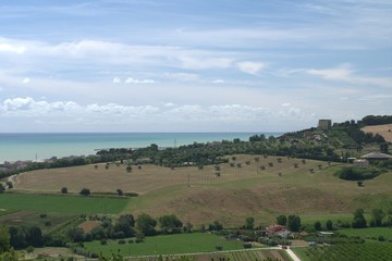 Fototapeta na wymiar Italy,Adriatic sea,landscape,hills,horizon,sea,sky,cloud,field,view,panorama