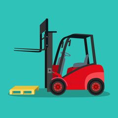 Forklift truck  isolated flat. Vector flat style illustration