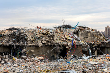 Ruins, demolition of buildings, trash dump