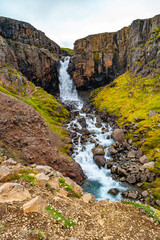 Wonderful and high waterfall Fardagafoss near Egilsstadir on Eastern Iceland