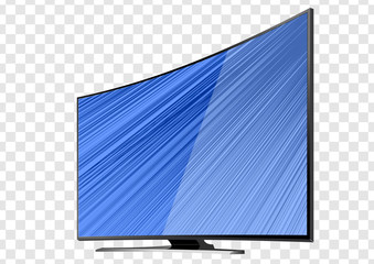 Curved TV screen lcd, plasma isolated on transparent background. Realistic vector illustration. Mock Up Template.