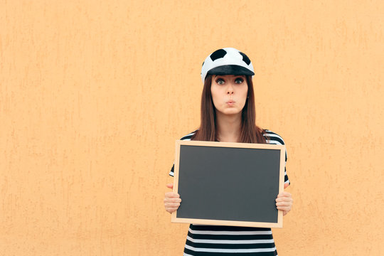 Soccer Football Female Fan Holding Score Board