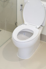 Closeup white toilet bowl in a bathroom for health care concept