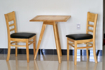Wooden table and chairs.