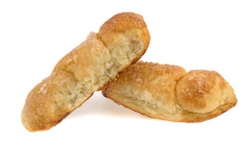 homemade pastry made of puff pastry on white background