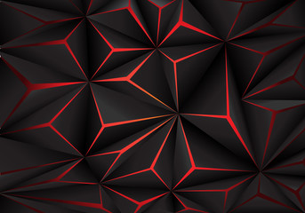 Fototapeta Abstract black polygon red light futuirstic technology design background vector illustration. obraz