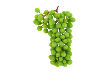 a bunch of green grapes on a white background