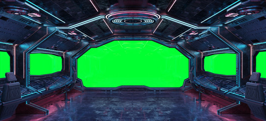 Grunge Spaceship interior background 3D rendering © sdecoret