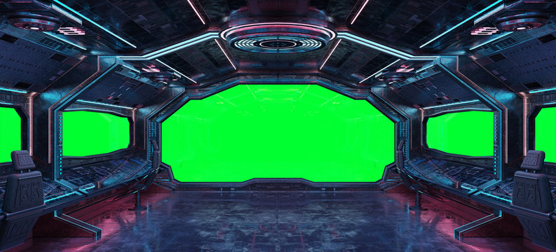 Grunge Spaceship interior background 3D rendering