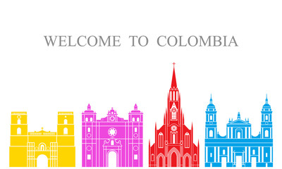 Colombia set. Isolated Colombia architecture on white background