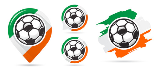 Irish football vector icons. Soccer goal. Set of football icons.