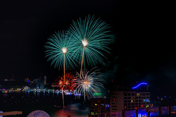 Firework festival at Pattaya Thailand