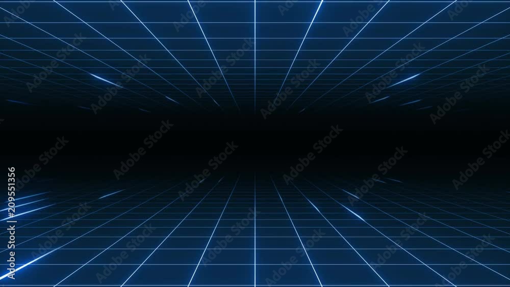 Wall mural retro-futuristic 80's synthwave grid background. perfectly looped opener animation.